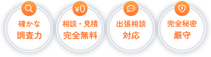 確かな調査力　相談・見積完全無料　出張相談対応　完全秘密厳守